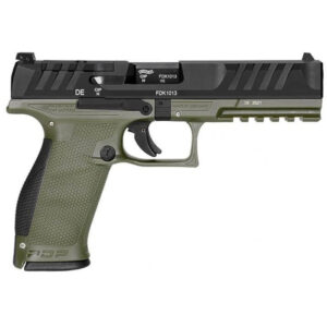 Pištoľ Walther PDP Full Size 4.5" GREEN s polygonálnou hlavňou, nastaviteľnými mieridlami, pripravená na optiku a ko-witness, s bezpečnostnými prvkami a univerzálnym výrezom pre mieridlá, dostupná na lov-arms.sk.