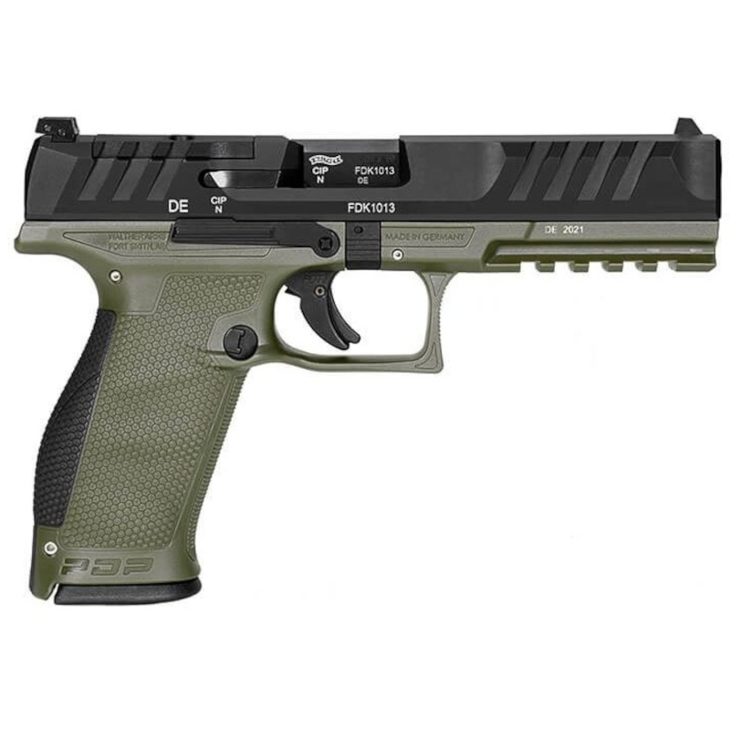 walther-pdp-fullsize-4.5-green-lov-arms-sk-2871483_2 Pištoľ Walther PDP Full Size 4.5" GREEN s polygonálnou hlavňou, nastaviteľnými mieridlami, pripravená na optiku a ko-witness, s bezpečnostnými prvkami a univerzálnym výrezom pre mieridlá, dostupná na lov-arms.sk.