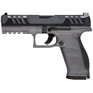 Pištoľ Walther PDP Full Size 4.5" TUNGSTEN GREY s polygonálnou hlavňou, nastaviteľnými mieridlami, pripravená na optiku a ko-witness, s bezpečnostnými prvkami a univerzálnym výrezom pre mieridlá, dostupná na lov-arms.sk.