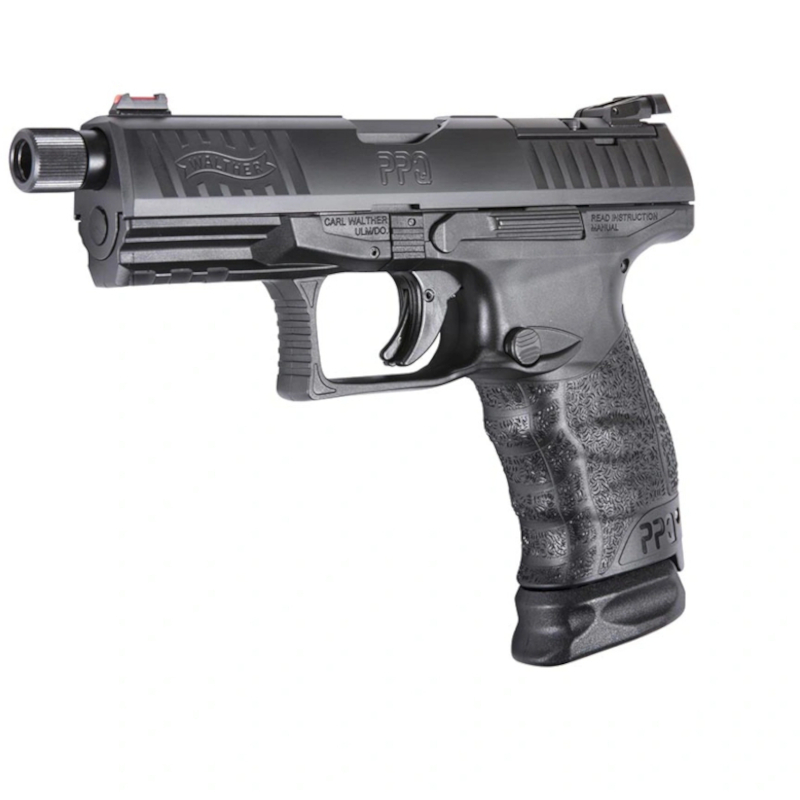 walther-ppq-q4-sd-lov-arms-sk-2832437_1 Pištoľ Walther PPQ Q4 SD s čiernym polymérovým rámom, svetlovodnou mušou, nastaviteľným oceľovým cieľnikom a závitom na tlmič, dostupná na lov-arms.sk.