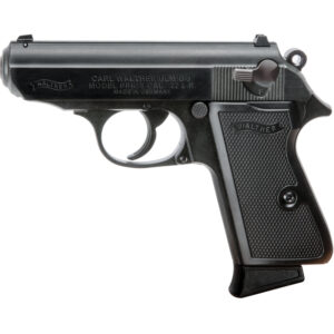 Pištoľ Walther PPK/S .22 Black - poloatomatická pištoľ s čiernym prevedením, kompaktným telom a ergonomickou rukoväťou, dostupná na lov-arms.sk.