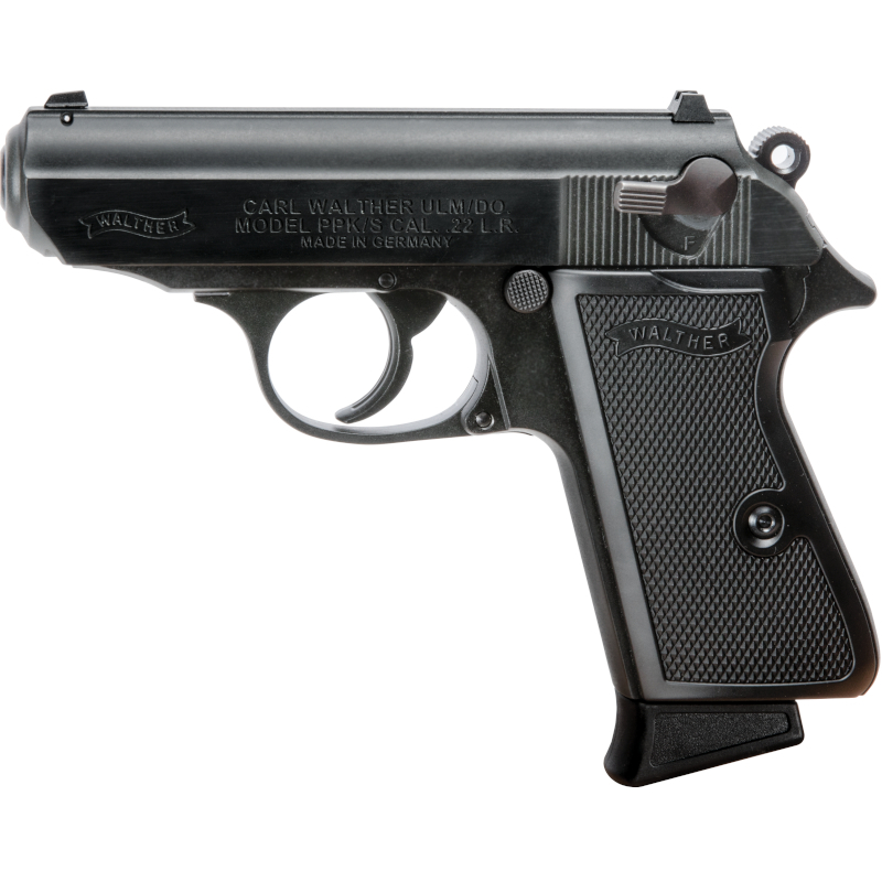 walther-ppks-22lr-black-lov-arms-sk-2853248 Pištoľ Walther PPK/S .22 Black - poloatomatická pištoľ s čiernym prevedením, kompaktným telom a ergonomickou rukoväťou, dostupná na lov-arms.sk.