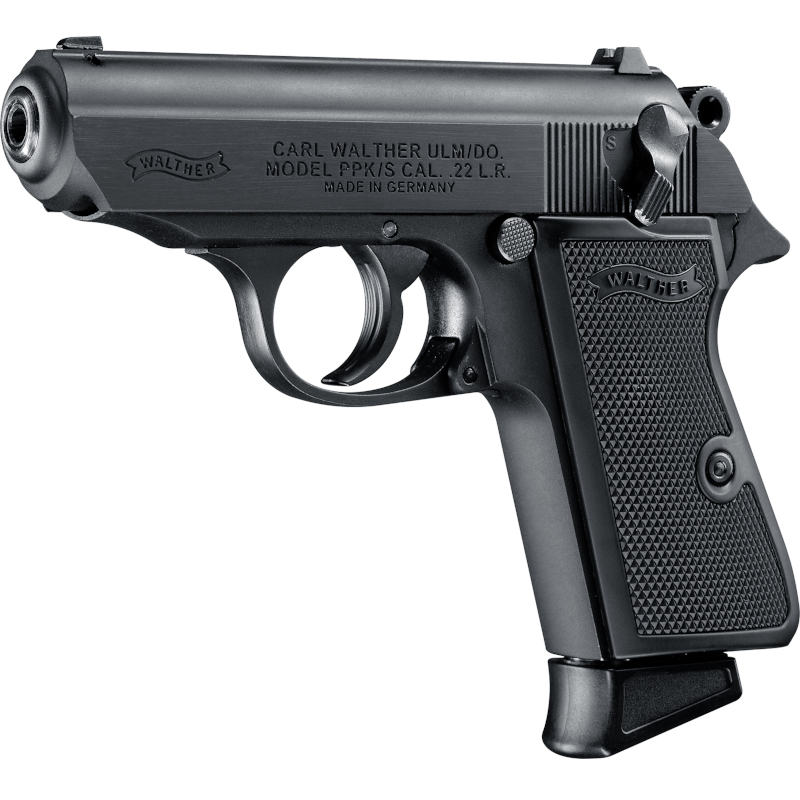 walther-ppks-22lr-black-lov-arms-sk-2853248_1 Pištoľ Walther PPK/S .22 Black - poloatomatická pištoľ s čiernym prevedením, kompaktným telom a ergonomickou rukoväťou, dostupná na lov-arms.sk.