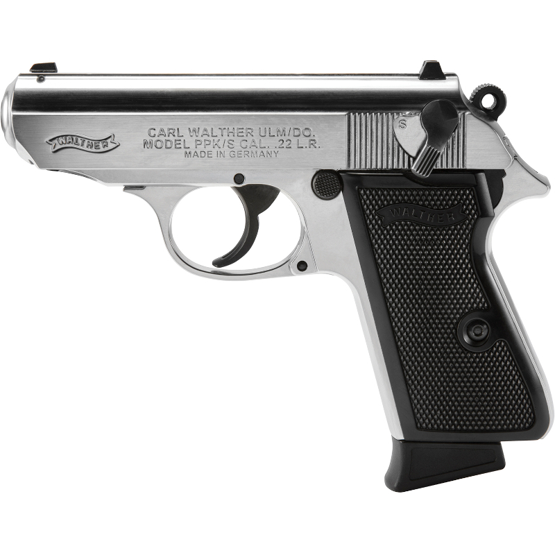 walther-ppks-22lr-nickel-lov-arms-sk-2853256 Pištoľ Walther PPK/S .22 Nickel - poloatomatická pištoľ v niklovom prevedením, kompaktným telom a ergonomickou rukoväťou, dostupná na lov-arms.sk.