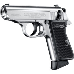 Pištoľ Walther PPK/S .22 Nickel - poloatomatická pištoľ v niklovom prevedením, kompaktným telom a ergonomickou rukoväťou, dostupná na lov-arms.sk.